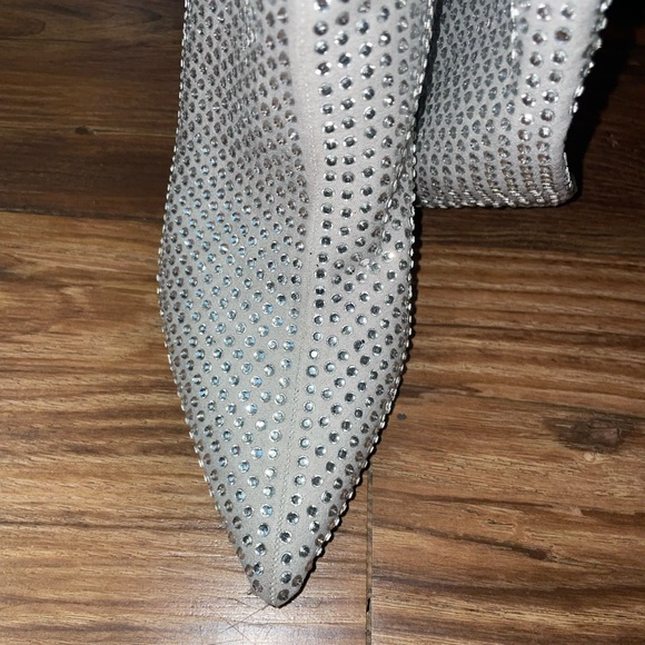 Shoe Dazzle Silver Crystal Kneecap Boots - Picture 6 of 9